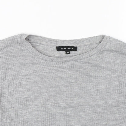 New Look Womens Grey Striped  Wrap T-Shirt Size 10