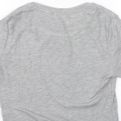 New Look Womens Grey Striped  Wrap T-Shirt Size 10