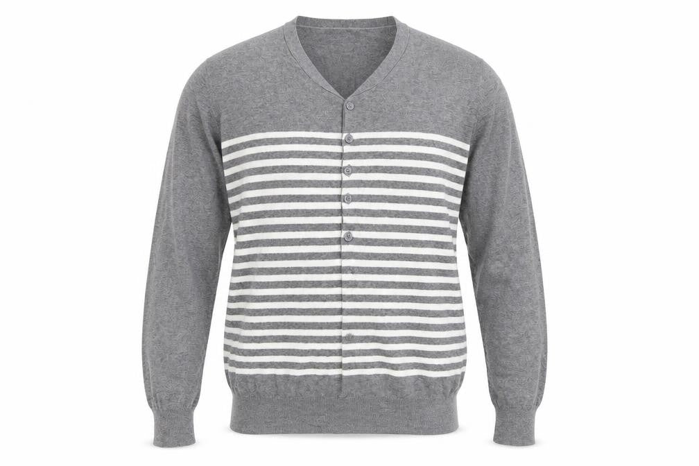 SCOUT Mens Grey Striped  Pullover Jumper Size L