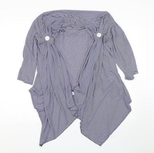 Laura D Womens Blue Striped  Cardigan Jumper Size M
