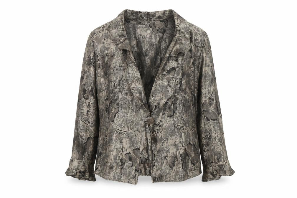 Satsuma Womens Gold Floral  Jacket Blazer Size 12