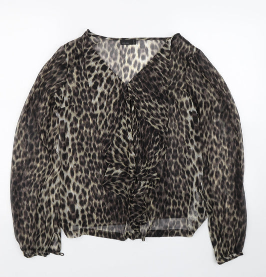 VERO MODA Womens Brown Animal Print  Basic Blouse Size S