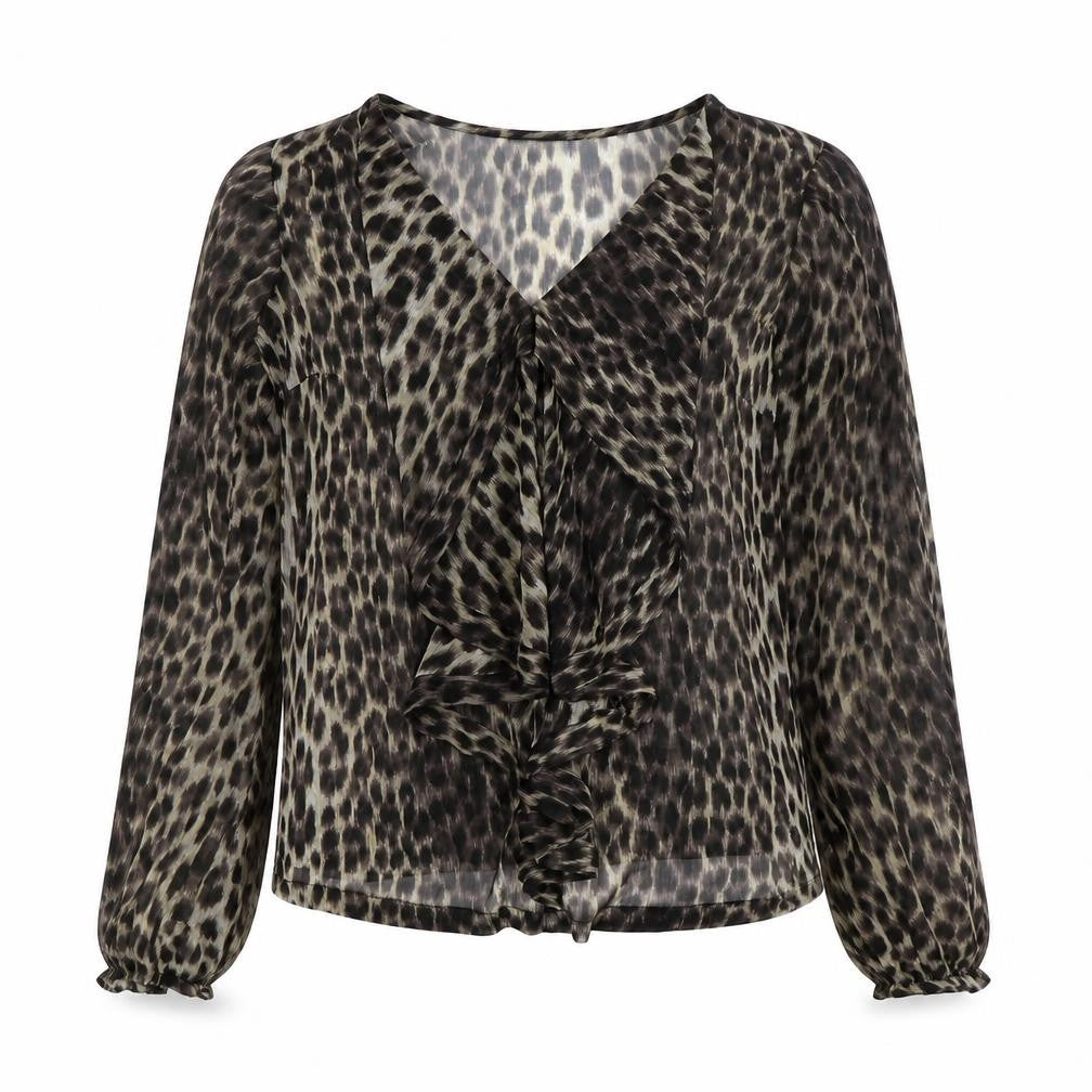VERO MODA Womens Brown Animal Print  Basic Blouse Size S