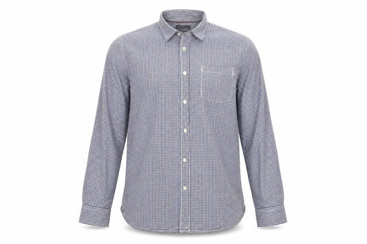 Easy Mens Blue Check   Button-Up Size L