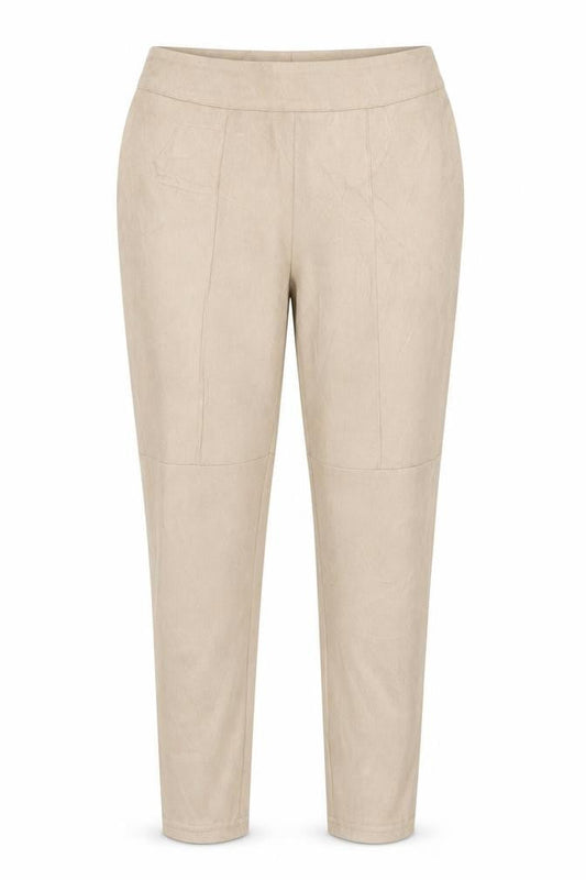Front view of Missguided women’s beige trousers, size UK 14, 27-inch leg