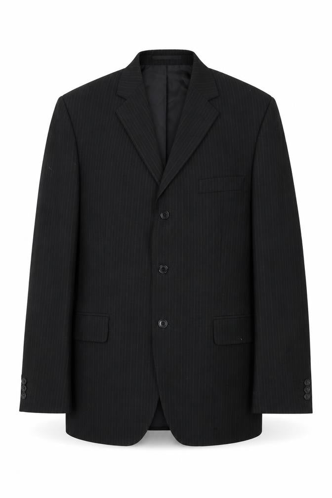 Pinsrtripe Mens Black Striped  Jacket Suit Jacket Size 44