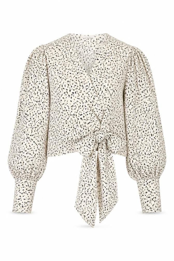 SheIn Womens Beige Animal Print  Basic Blouse Size XS