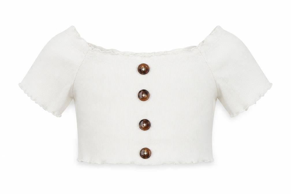 SheIn Girls White   Cropped Blouse Size 7 Years