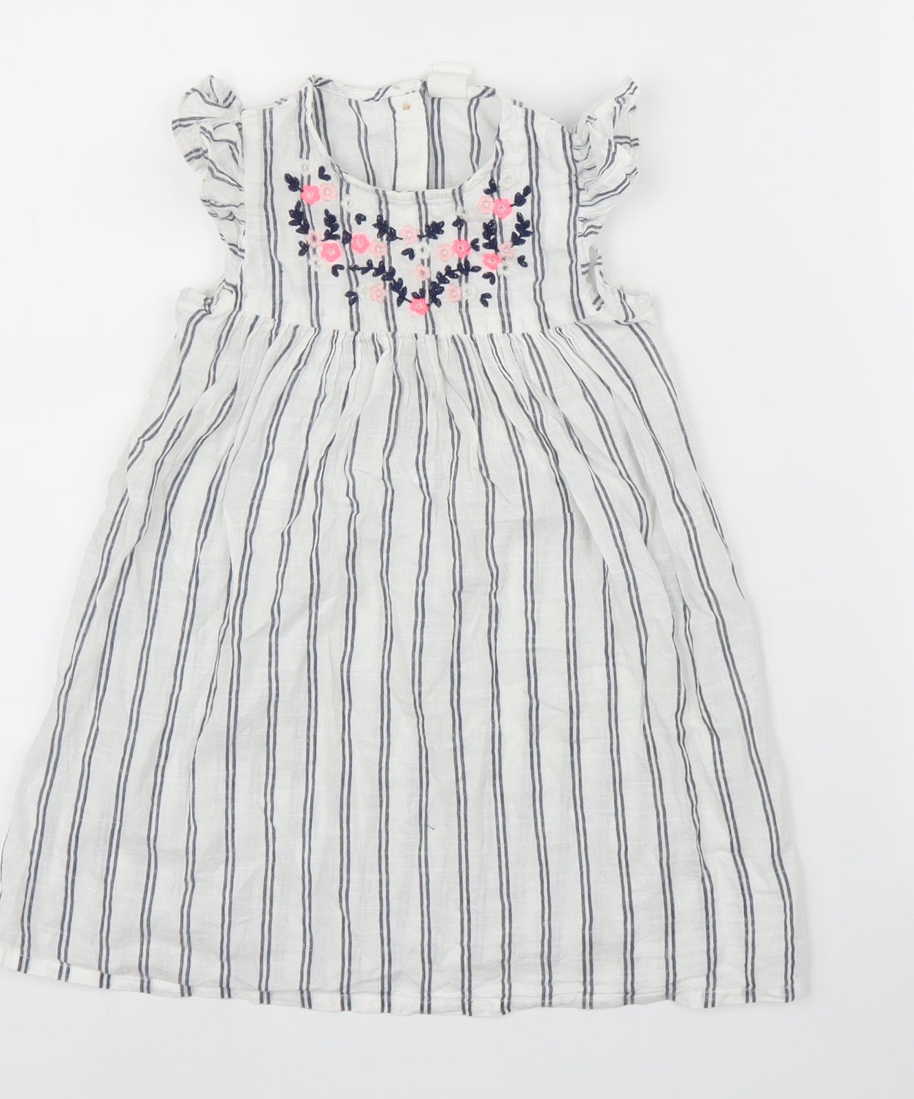 H&M Girls White Striped  A-Line  Size 4 Years