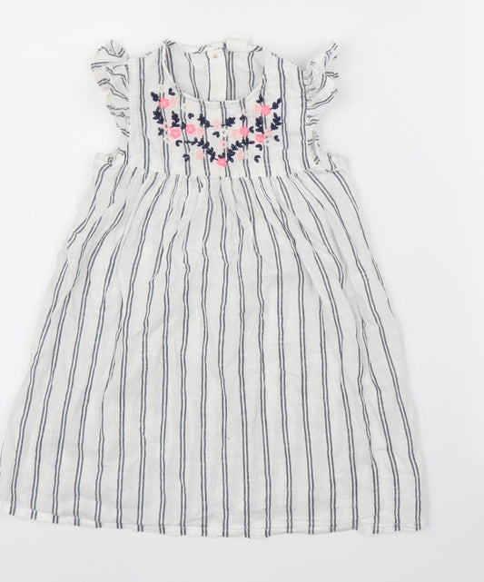 H&M Girls White Striped  A-Line  Size 4 Years