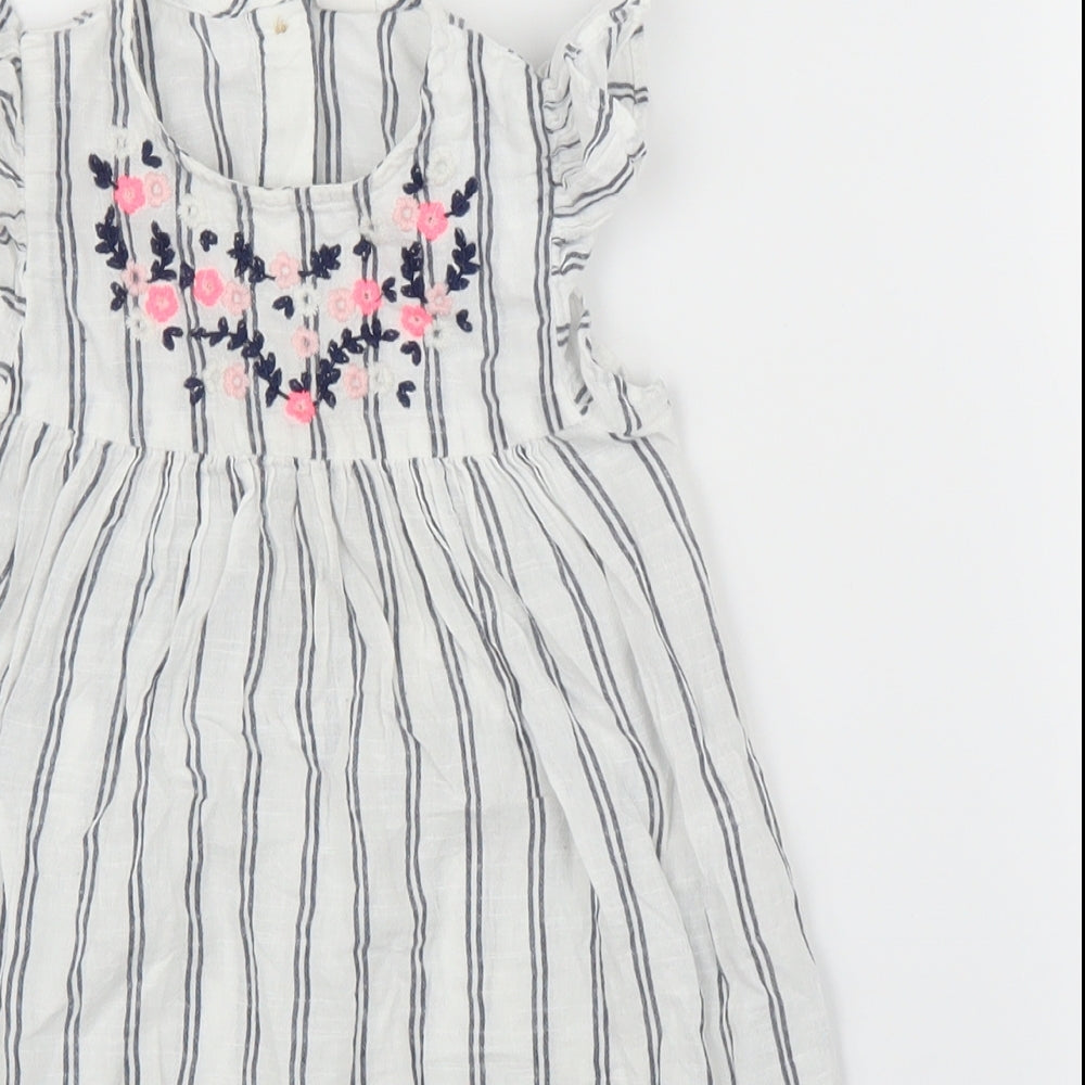 H&M Girls White Striped  A-Line  Size 4 Years