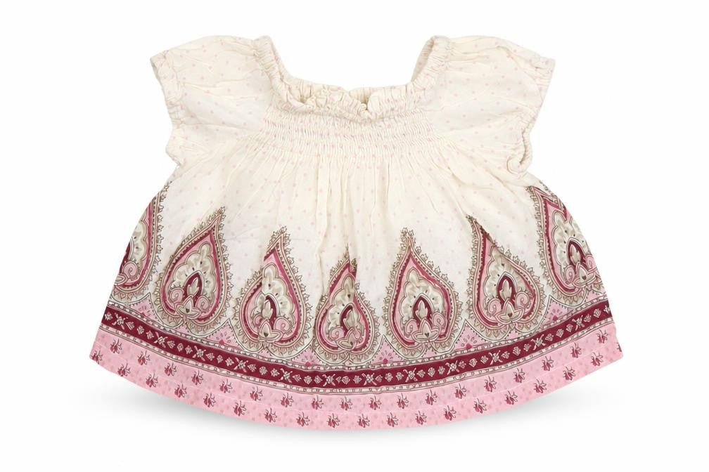 Preworn Girls Pink Paisley  Basic T-Shirt Size 3-6 Months