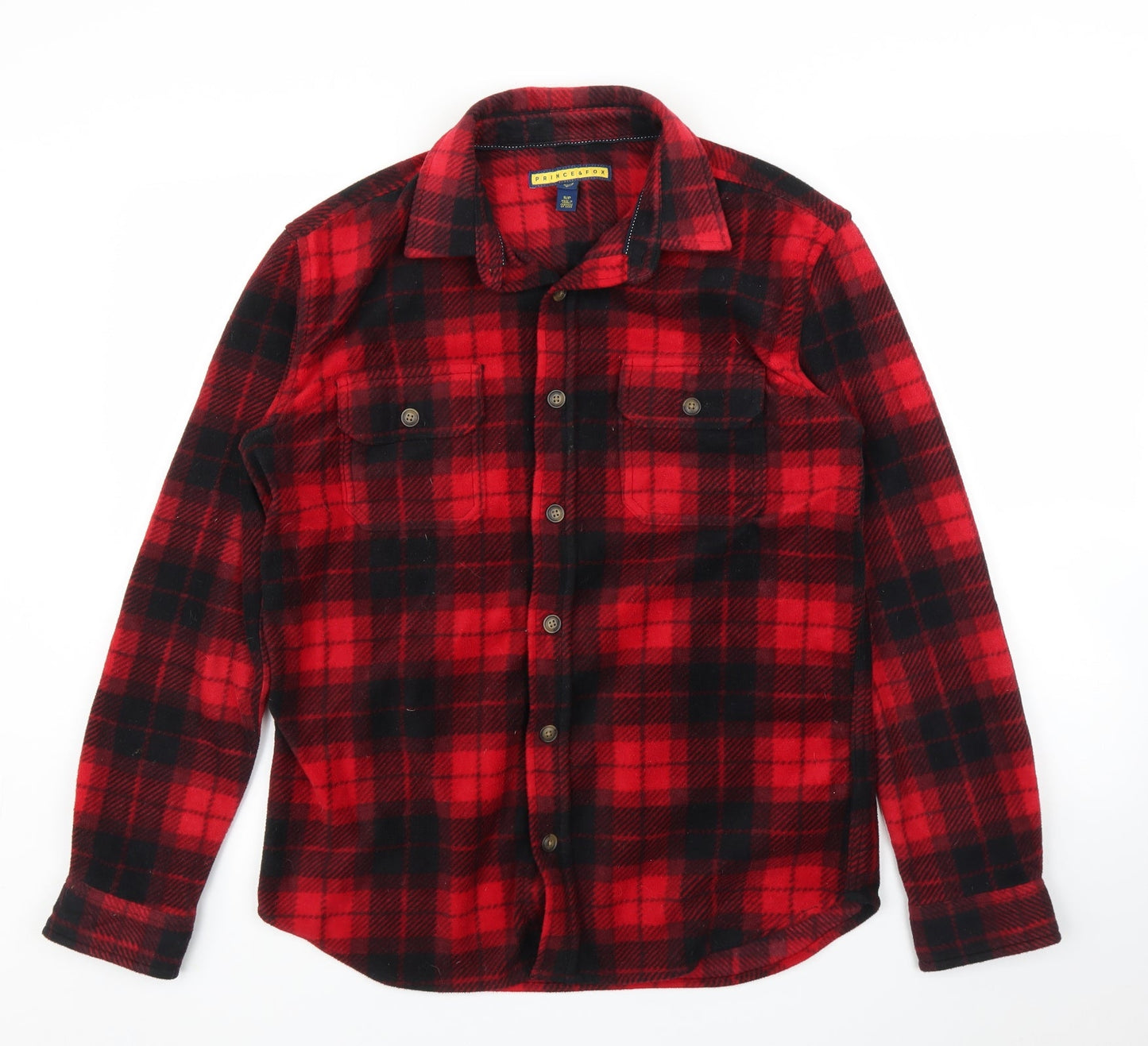 Prince and Fox Mens Red Plaid   Button-Up Size S
