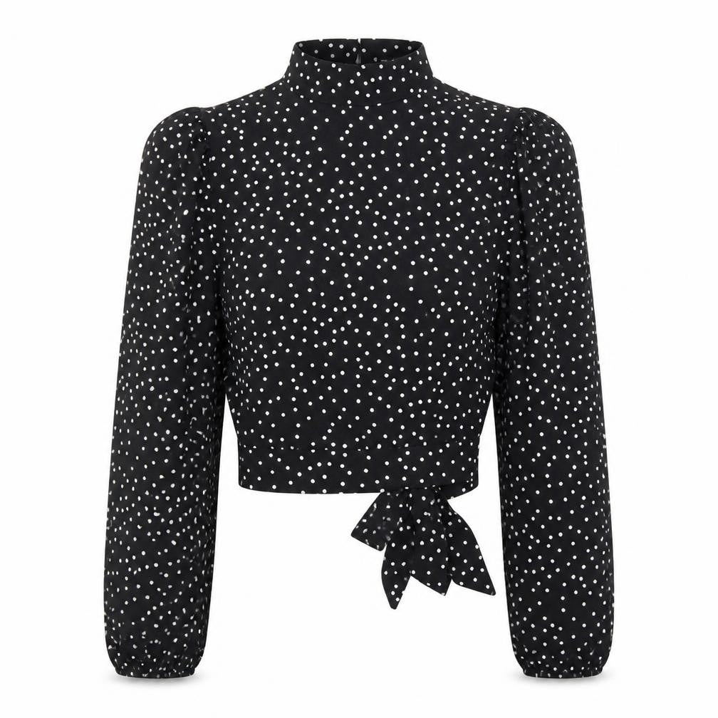 SheIn Womens Black Polka Dot  Basic Blouse Size S  - Open back