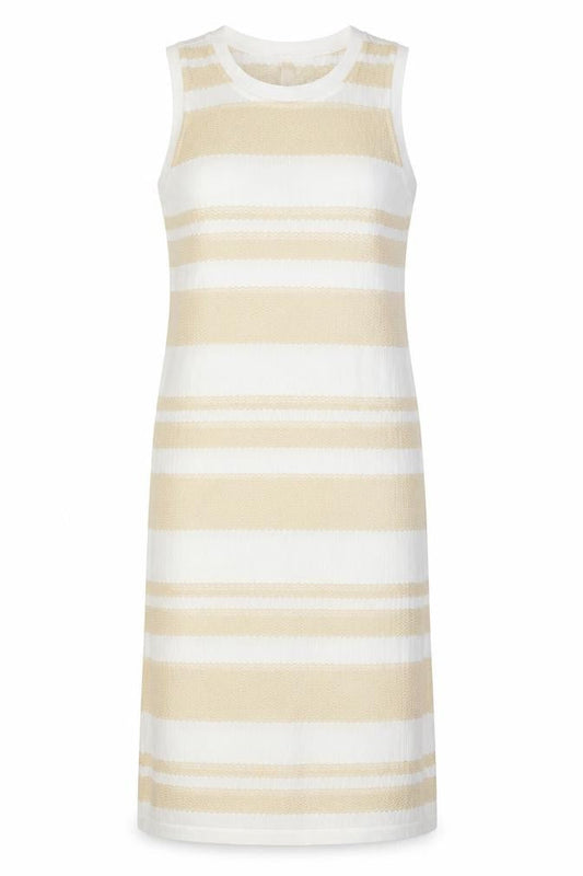 ellie white Womens Beige Striped  A-Line  Size M