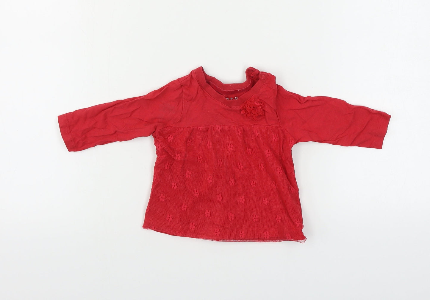 Nutmeg  Girls Red   Basic T-Shirt Size 3-6 Months