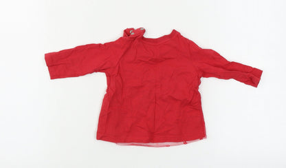 Back view of Nutmeg girls’ red basic t-shirt, size 3-6, months