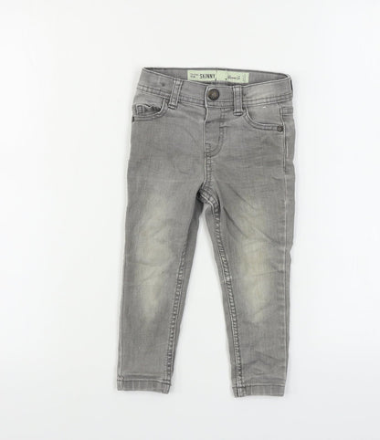 Additional front view of denim co girls’ grey skinny jeans, size 2, years