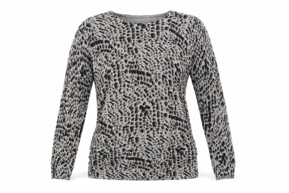 David Emanuel Womens Grey Animal Print Knit Pullover Sweatshirt Size S