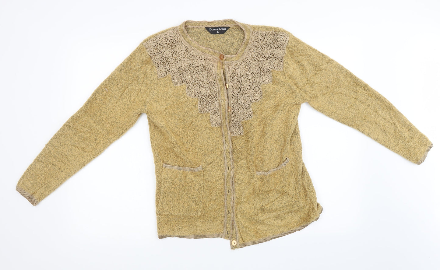 Donna Lewis Womens Brown  Knit Cardigan Jumper Size L