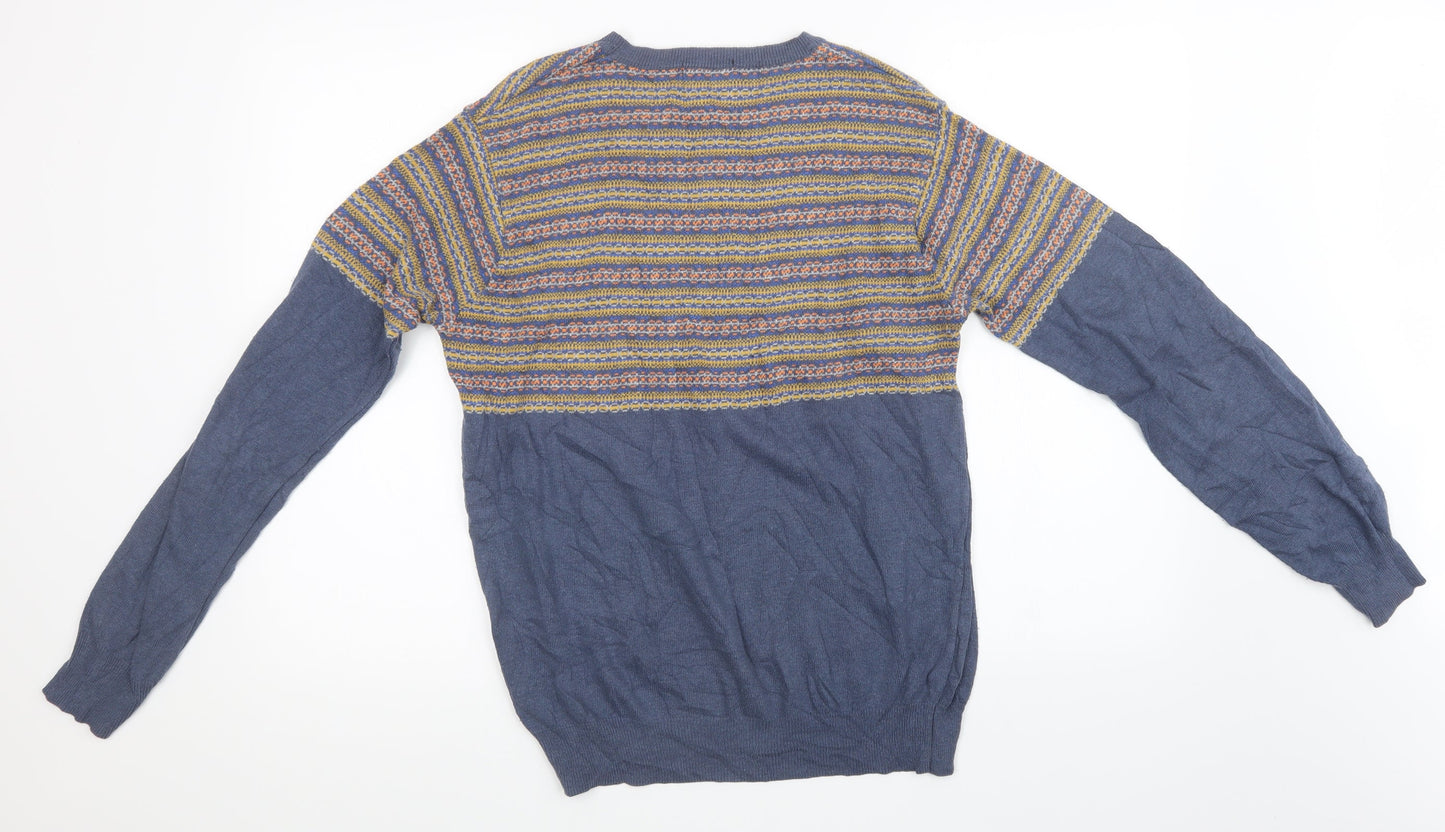 Burton Mens Blue Geometric Knit Pullover Sweatshirt Size M
