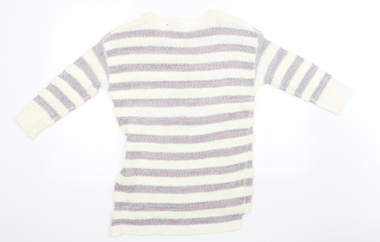 Marks and Spencer Womens White Striped Knit Pullover Sweatshirt Size 8