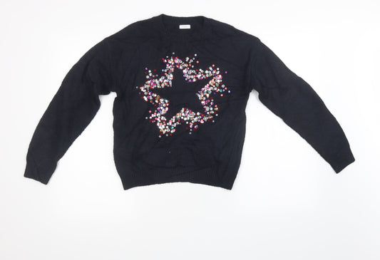 NEXT Girls Black  Knit Pullover Sweatshirt Size 12 Years