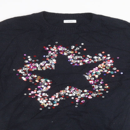 Preloved NEXT Girls Black  Knit Pullover Sweatshirt Size 12 Years - Detail