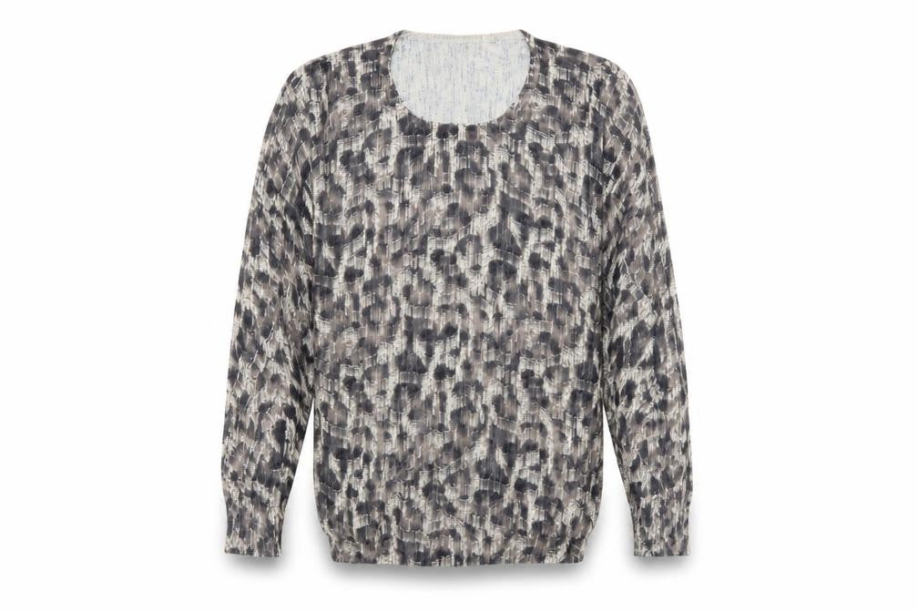 Bonmarché Womens Brown Animal Print Knit Pullover Sweatshirt Size XS