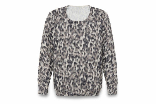 Bonmarché Womens Brown Animal Print Knit Pullover Sweatshirt Size XS