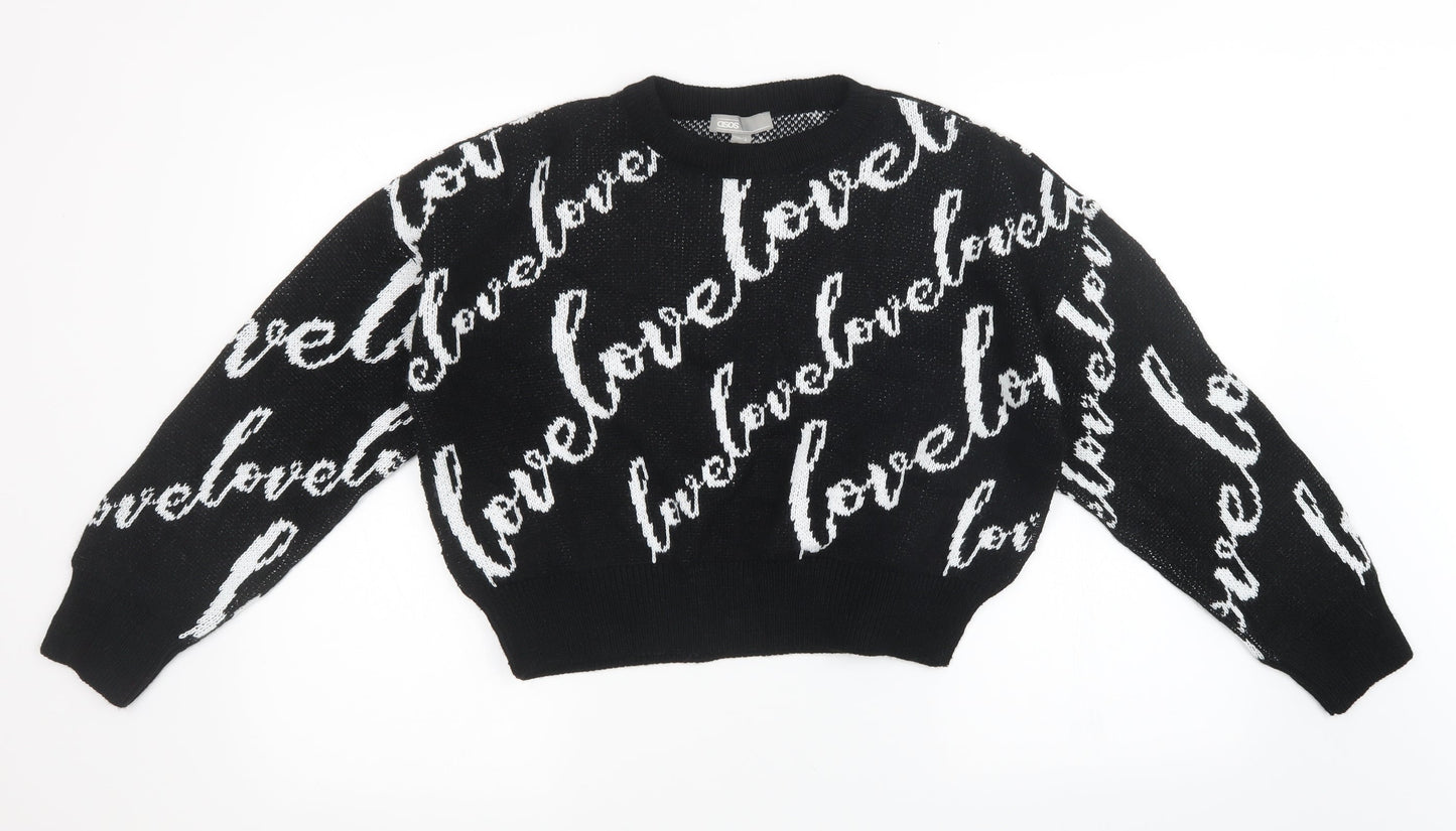 ASOS Womens Black  Knit Pullover Sweatshirt Size 8  - oversized cropped jumper
