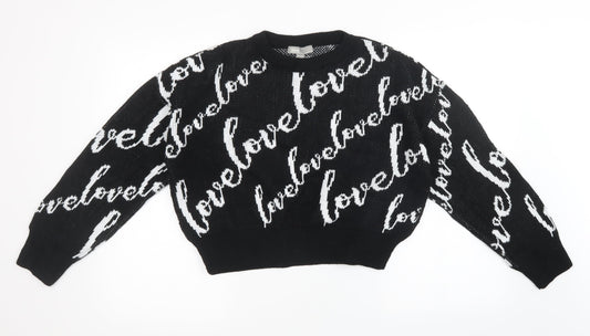 ASOS Womens Black  Knit Pullover Sweatshirt Size 8  - oversized cropped jumper