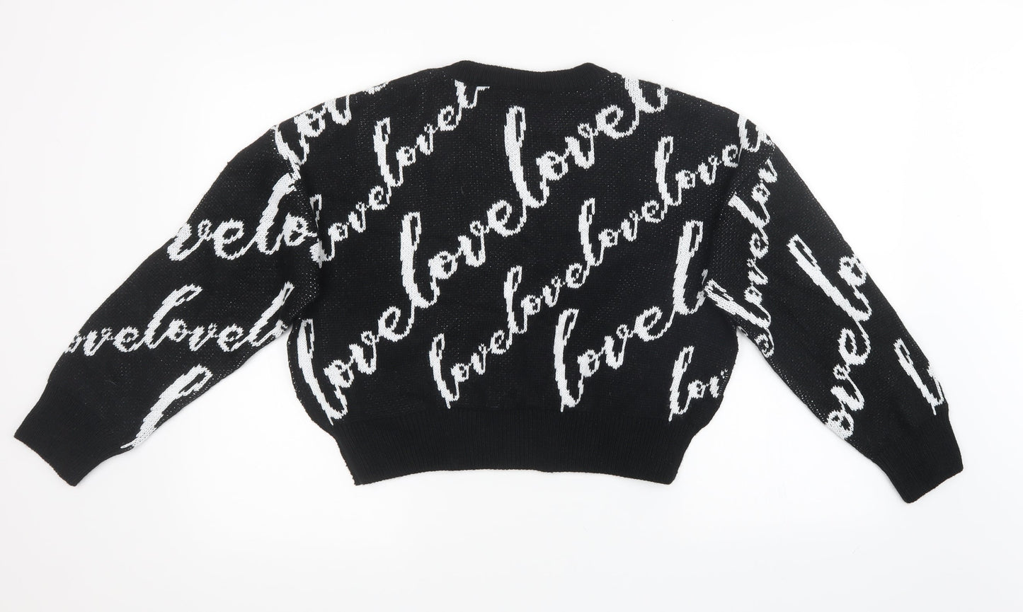 ASOS Womens Black  Knit Pullover Sweatshirt Size 8  - oversized cropped jumper