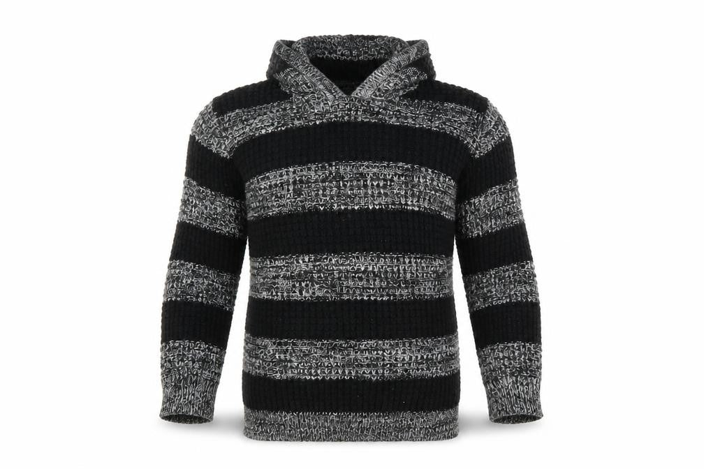 Sainsburys Boys Black Striped Knit Pullover Sweatshirt Size 7 Years