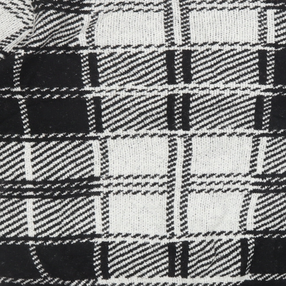 pep & co Womens Black Check Knit Pullover Sweatshirt Size L