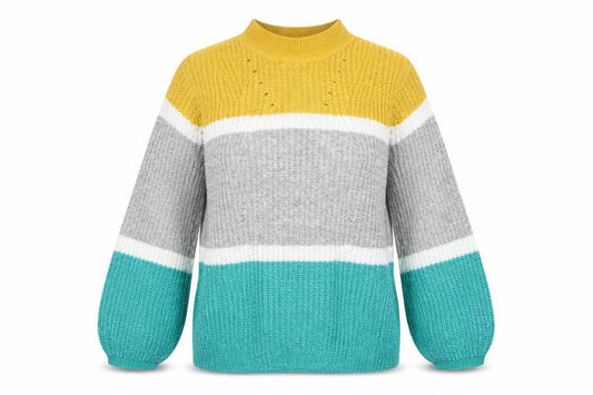 Matalan Womens Grey Striped Knit Pullover Sweatshirt Size L