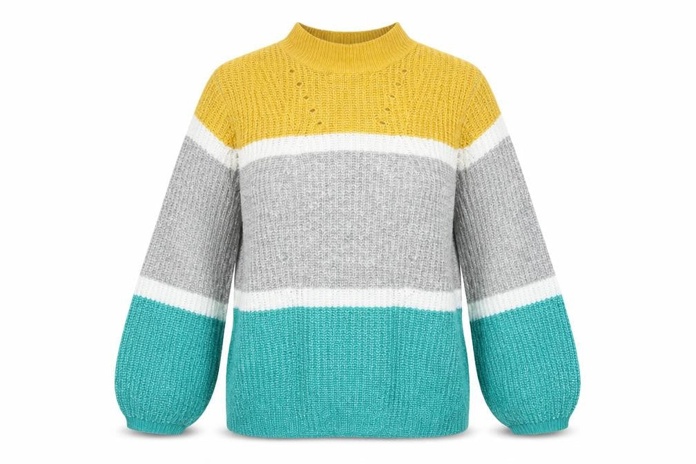 Matalan Womens Grey Striped Knit Pullover Sweatshirt Size L