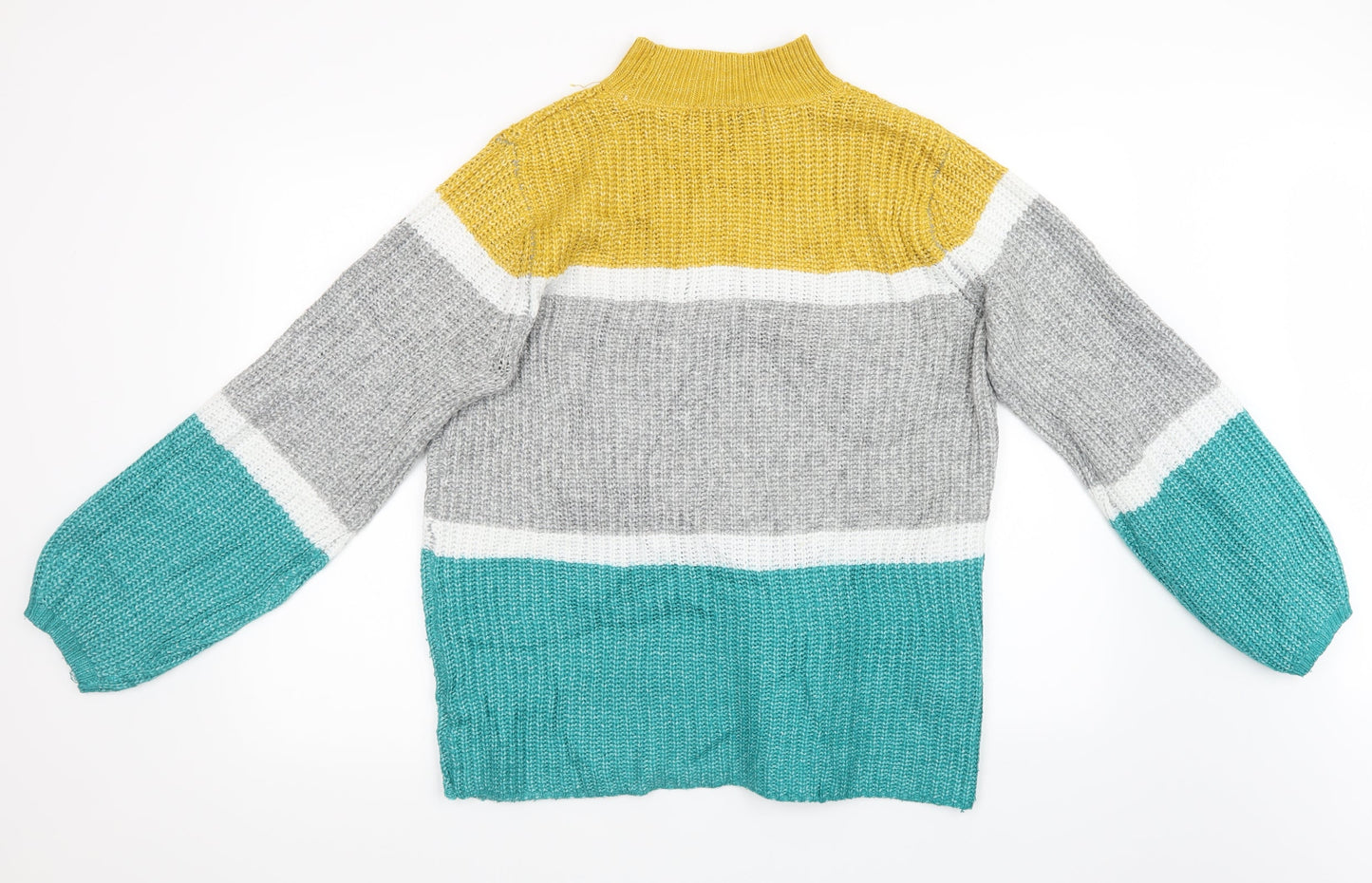 Matalan Womens Grey Striped Knit Pullover Sweatshirt Size L