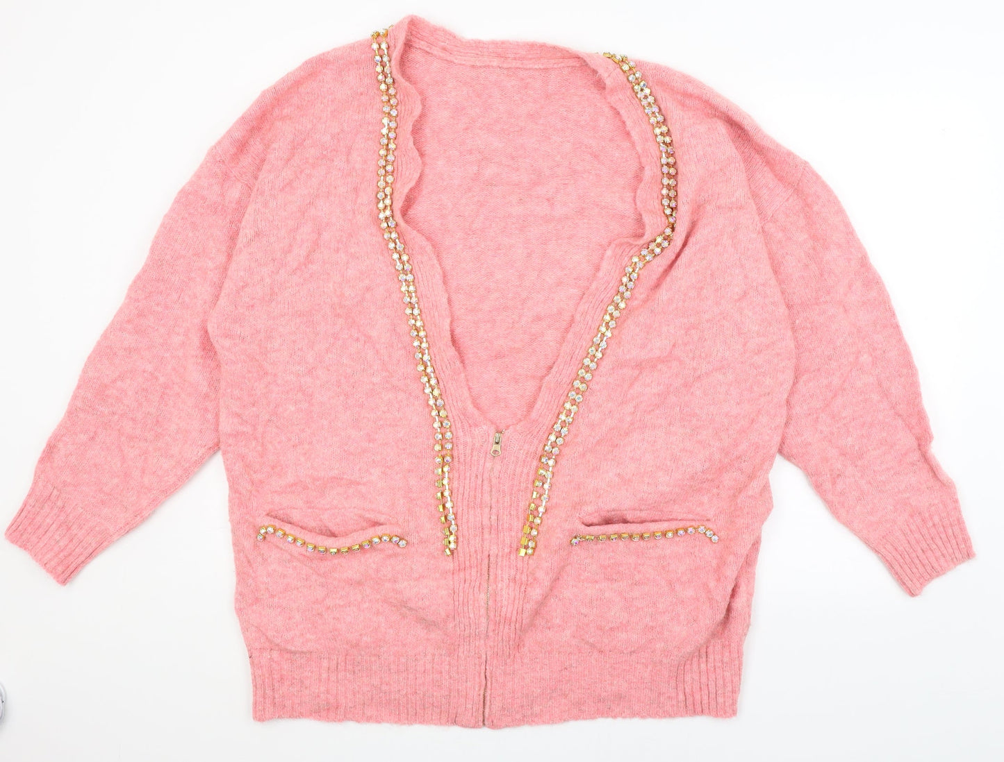 Ya Fa Knitting Womens Pink   Cardigan Jumper Size 10