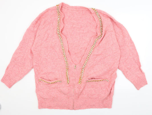 Ya Fa Knitting Womens Pink   Cardigan Jumper Size 10
