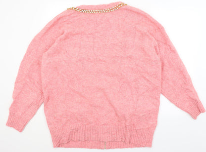 Ya Fa Knitting Womens Pink   Cardigan Jumper Size 10