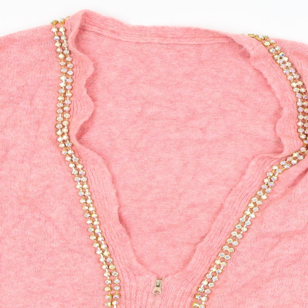 Ya Fa Knitting Womens Pink   Cardigan Jumper Size 10