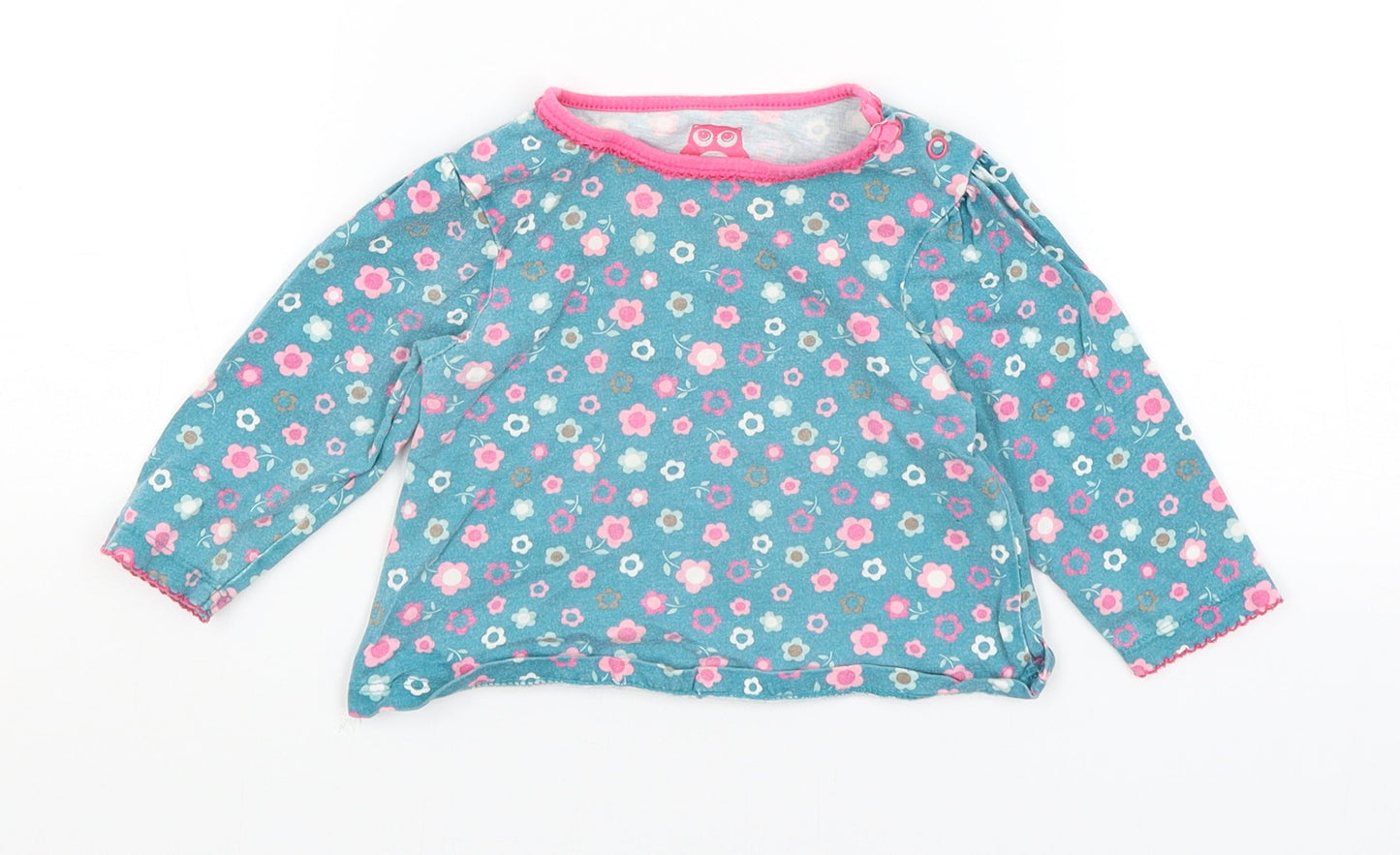 TU Baby Blue Floral  Basic T-Shirt Size 9-12 Months