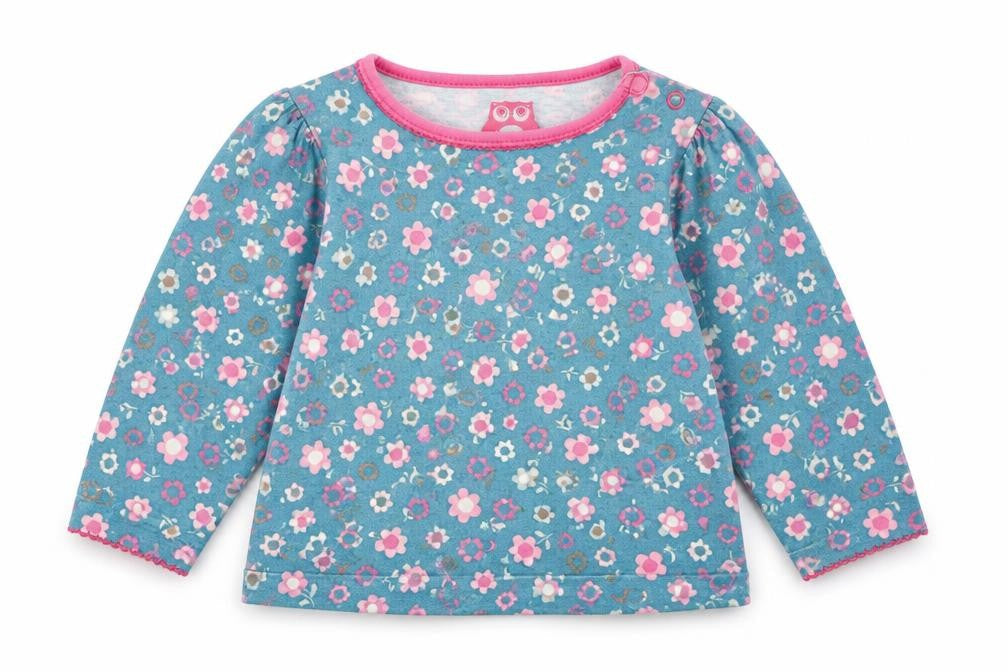 TU Baby Blue Floral  Basic T-Shirt Size 9-12 Months