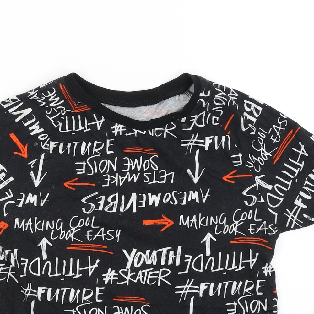 George Boys Black   Basic T-Shirt Size 9-10 Years  - Writing