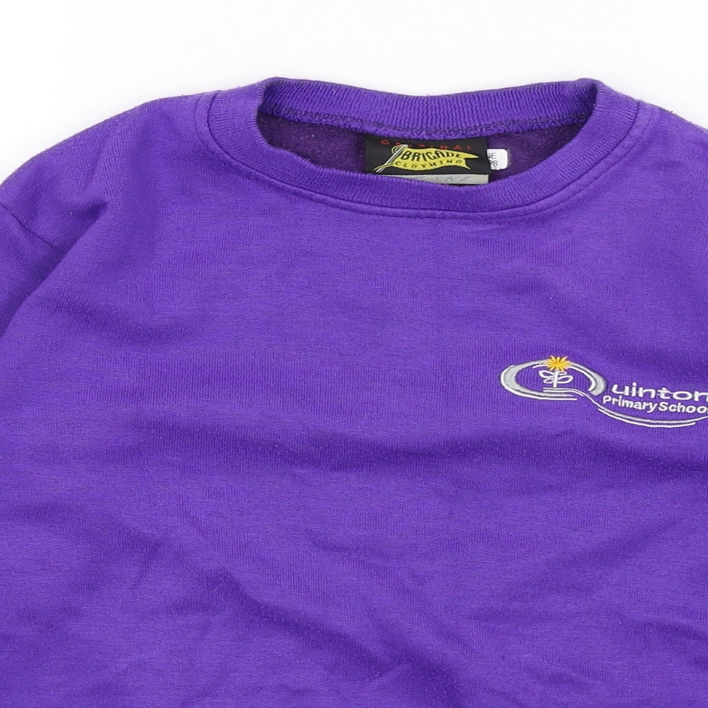 Brigade  Girls Purple   Pullover Jumper Size 8-9 Years  - Quinton Primary