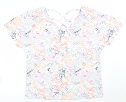Preloved Marks and Spencer Womens White Floral  Basic Blouse Size 12 - Front