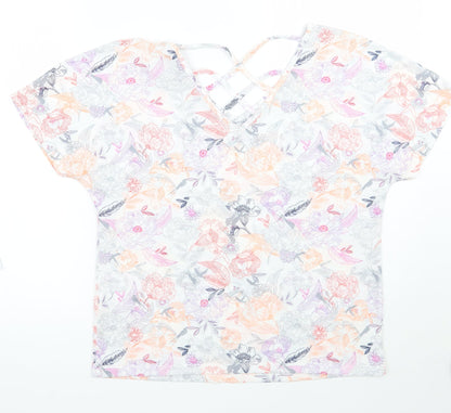 Preloved Marks and Spencer Womens White Floral  Basic Blouse Size 12 - Back