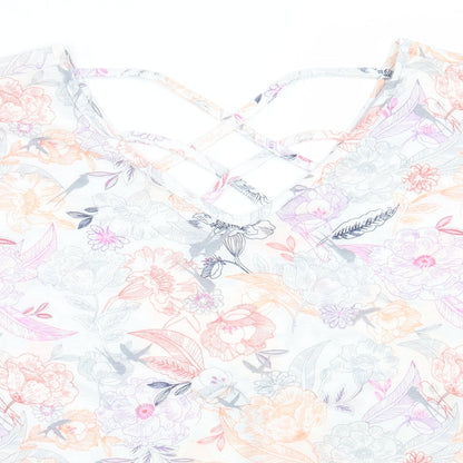 Preloved Marks and Spencer Womens White Floral  Basic Blouse Size 12 - Detail