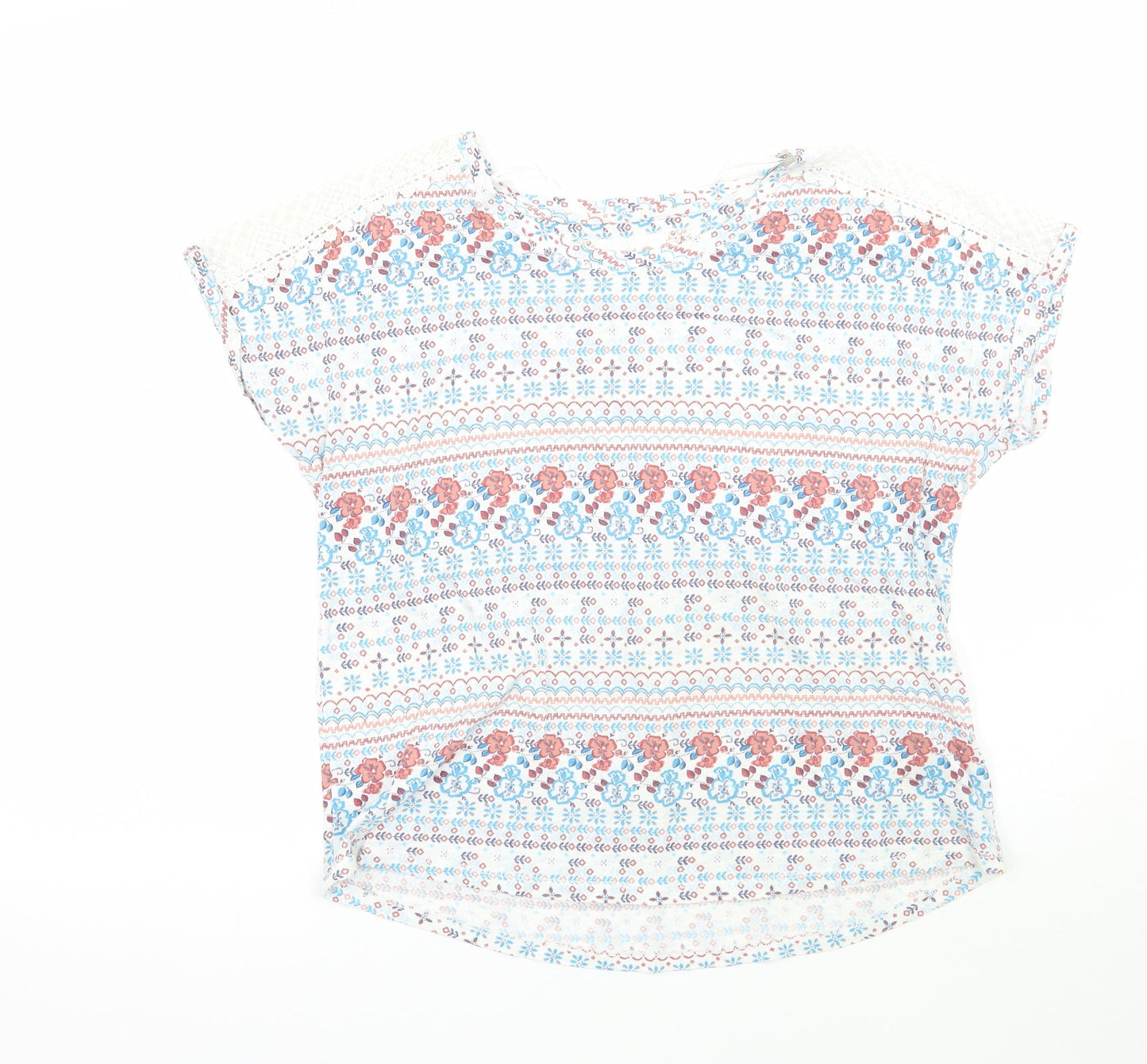 Marks and Spencer Womens White Floral  Basic T-Shirt Size 8